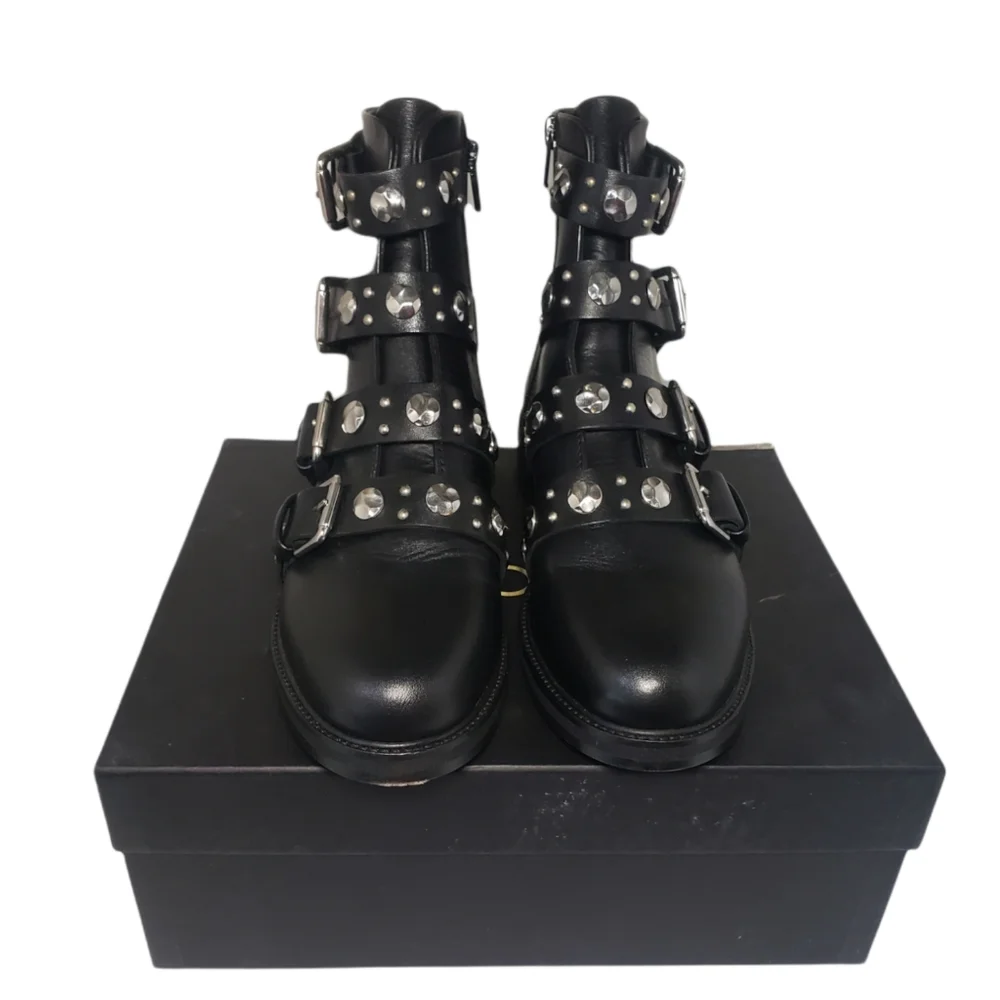 Maje Fortuna Studded Leather Boots Black SOLD OUT ONLINE Women's - Picture 7 of 16
